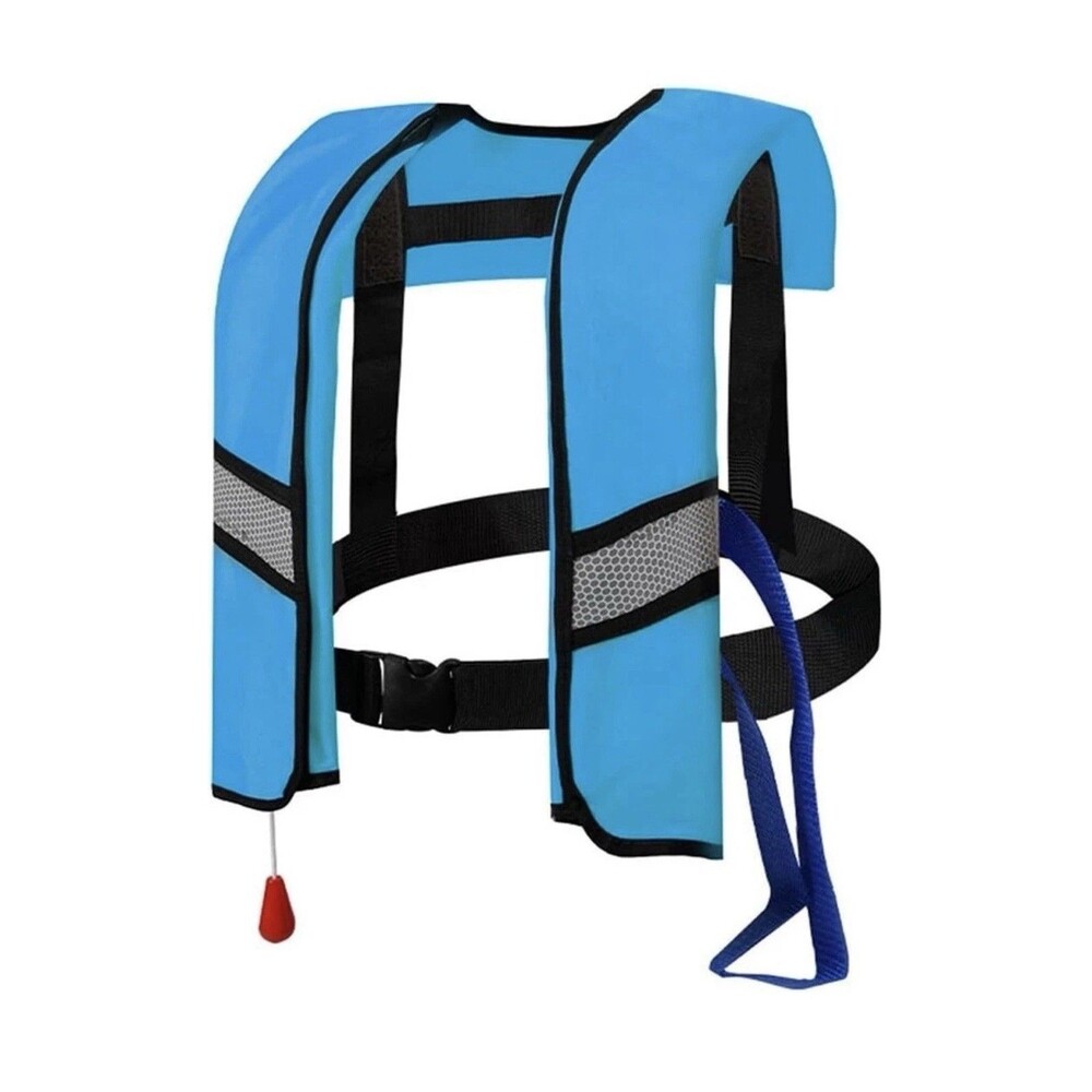 Adult Kayak Life Vest High Buoyancy Swim Vest Manual Inflatable Thin Light Blue